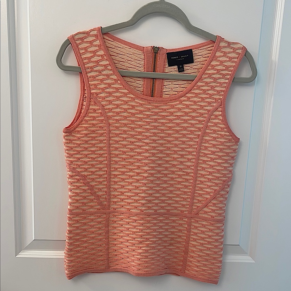 Romeo & Juliet Couture Y2K Pink Fitted Ribbed Tank Top/ Zipper/ Waffle Knit